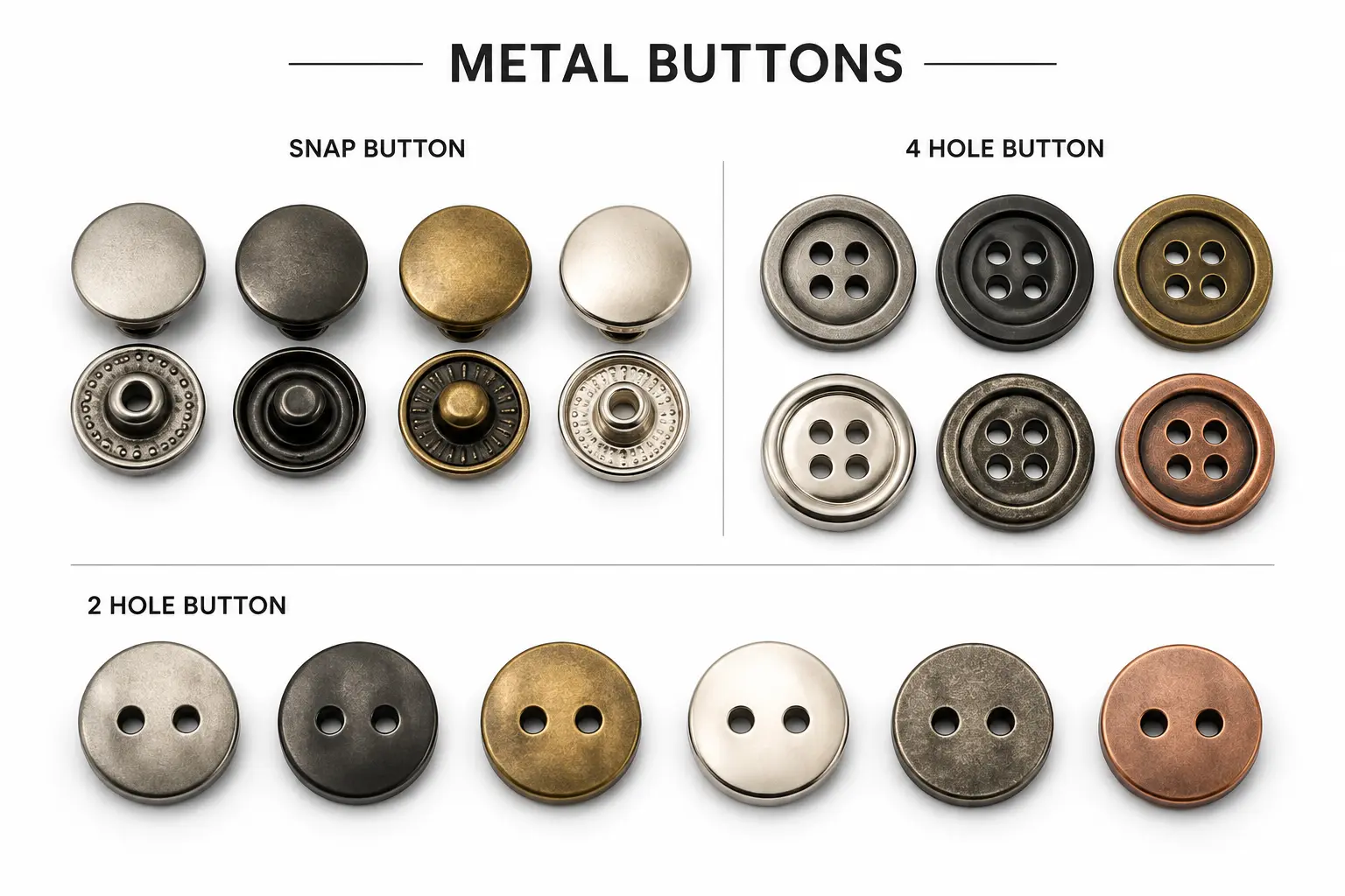 Metal Button (Shank, Snap, 4 Hole/2 Hole)